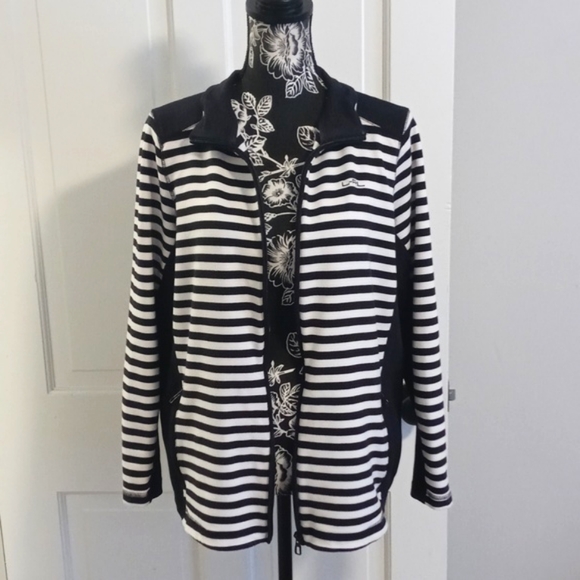 🖤Lauren Ralph Lauren🖤 - Black/White Striped Full-Zip Jacket - Picture 3 of 12